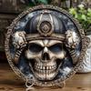2d Flat 20*20cm, Vintage Samurai Skull Helmet Decorative Wooden Sign, Wall Hanging Multipurpose Wooden Plaque, Home, Bedroom, Bar, Party Decor