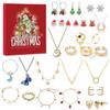 Christmas Jewelry Gift Countdown Calendar Advent Necklace Ear Studs Earrings Handheld Gift Box