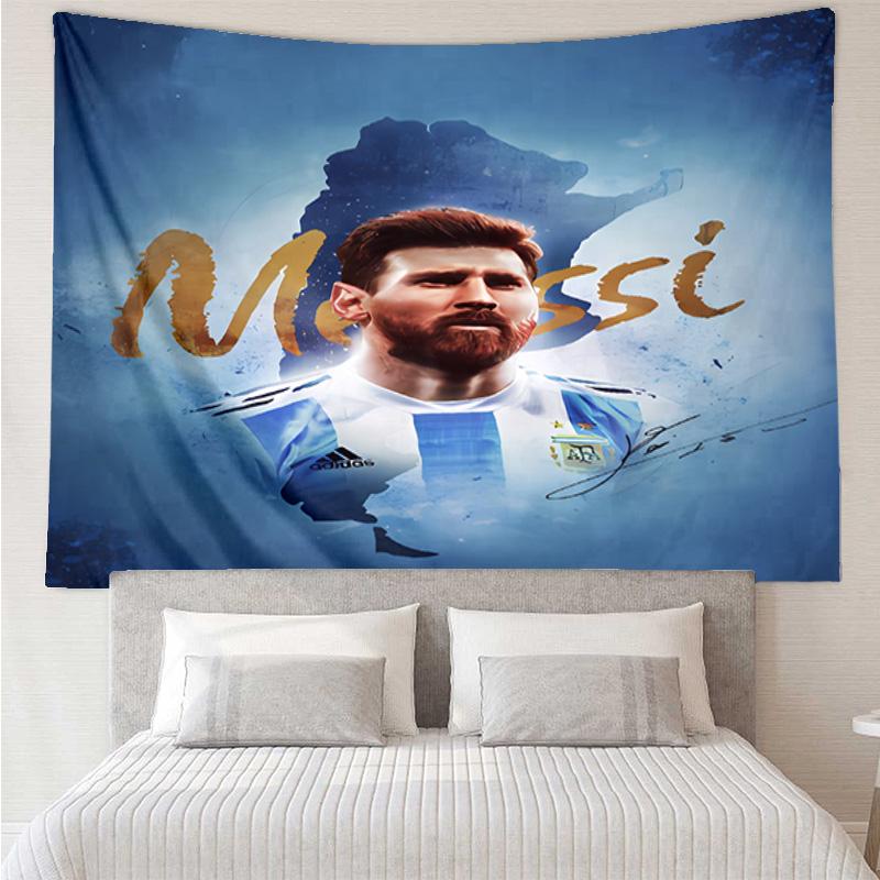 Football star Messi Tapestry for Bedroom Aesthetic Classroom Tapestries Wall Hanging for Living Room Dorm Office,Ideal Creative Gift