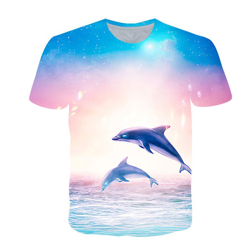 Summer Fashion Funny Dolphin Graphic T Shirts for Unisex New Trend Personality Casual Printed Harajuku O-neck Short Sleeve Tops