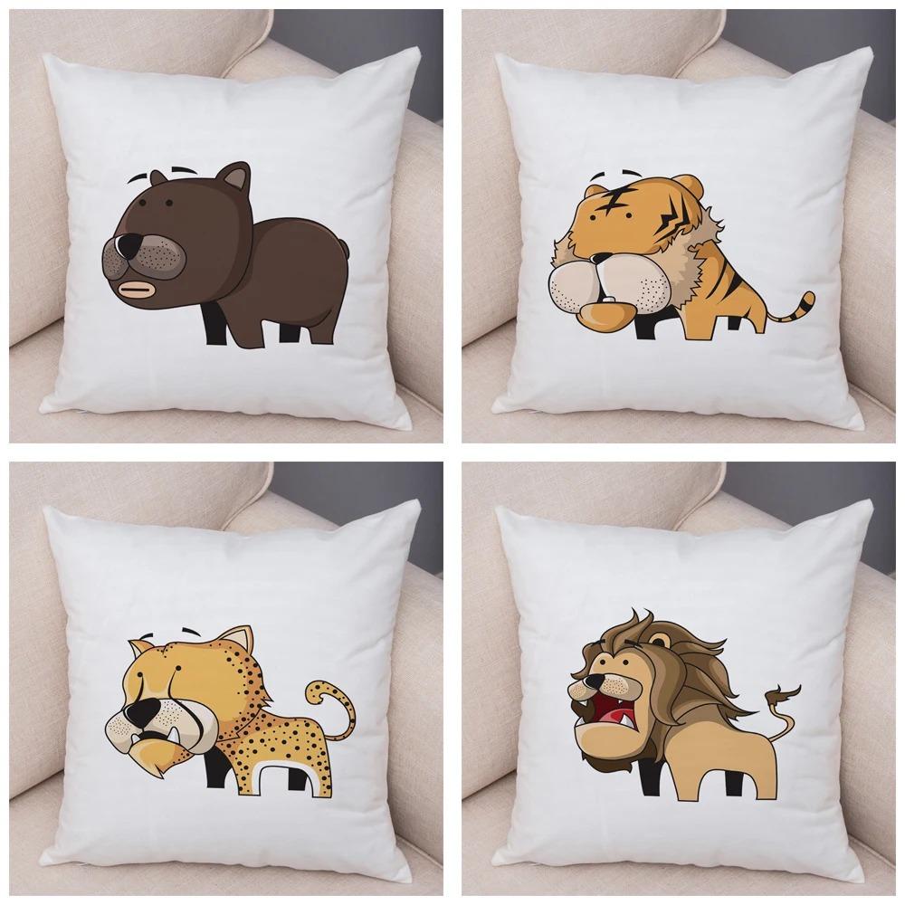 Забавные наволочки с изображением животных из мультфильмов для офиса, гостиной, дома, наволочки для автомобиля, украшения