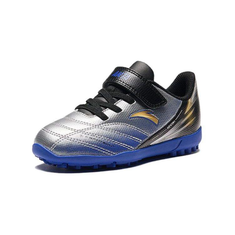 Anta Детские нескользящие низкие футбольные бутсы детская обувь серебристо-голубой черный A312429928-1