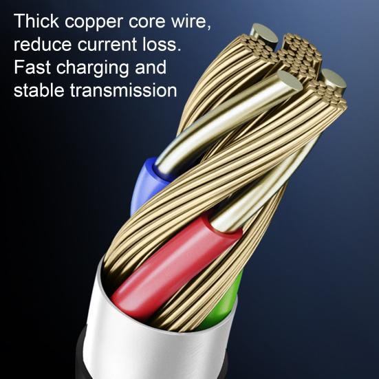 USB-кабель для зарядки 3-в-1, сверхбыстрая зарядка 100 Вт, выдвижной Т-образный со светодиодной подсветкой, кабель для передачи данных Type-C/Micro USB/8-контактный пружинный