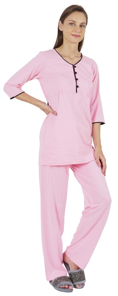 Inkmeso Solid Nightwear Set W  Pyjama For Women Cotton Nightwear 2 Pcs