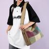 Block Color Shoulder Bag Women's Large Capacity Portable Stitching Canvas Bag