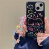 Korean Cute Flower Beaded Bracelet Chain Epoxy Phone Case For Iphone 14 13 12 Pro Max 11 Lovely Graffiti Puppy Shockproof Cover