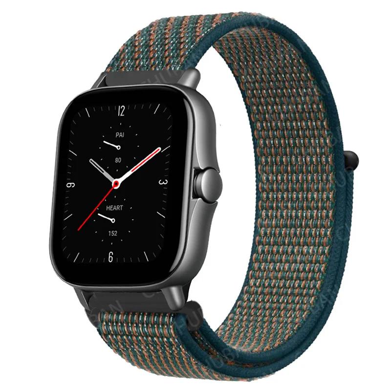 20mm/22mm Nylon Loop Watch Band For Amazfit GTS/4/2/2e/3/GTS2 Mini/GTR 4/3 pro/GTR2/2e/stratos 2/3 Bracelet Amazfit Bip-u Strap