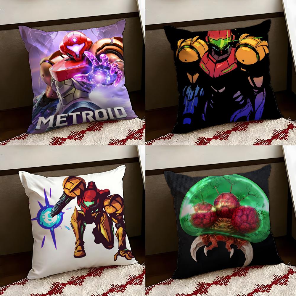 MMetroid Anime Cushion Cover Reversible Soft Durable Pillow Cover Home Car MultiScene Use for Daily Comfort
