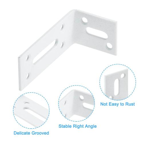 uxcell Adjustable L-Shaped Brackets, Set of 2, 80 X 40 X 30mm, Stainless Steel L-Shaped Corner Cords, 90 Degree Slotted Corner Brackets for Furniture