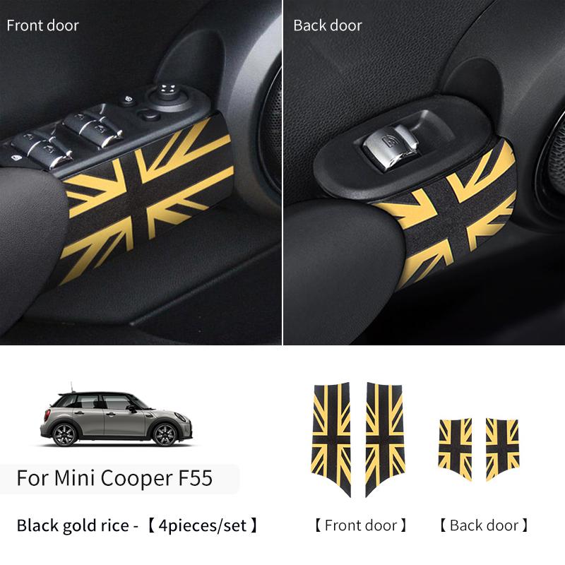 Наклейка на подлокотник двери автомобиля для Mini Cooper F55 F56, из ПУ-кожи, наклейка на ручку двери автомобиля, аксессуары для декора салона автомобиля