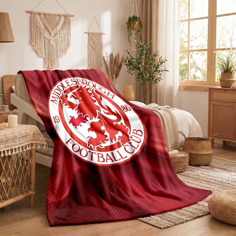 Middlesbrough Theme Fleece Blanket Cozy Soft Plush Blanket For Bedroom Couch Travel