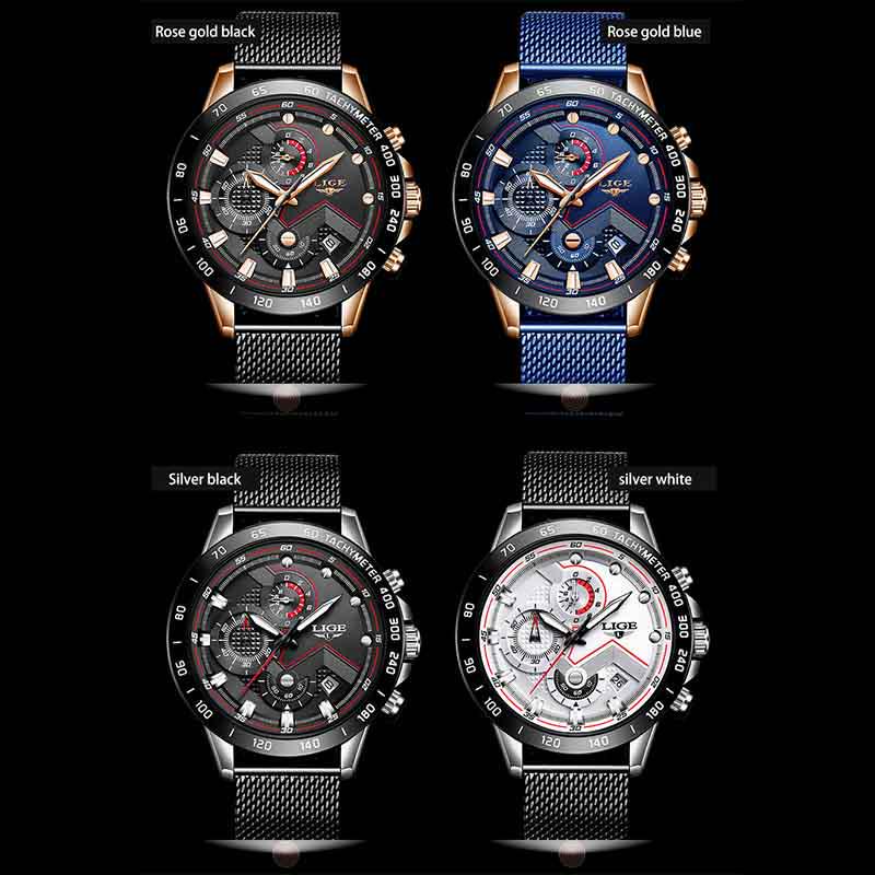 LIGE 2020 New Mens Watches Wrist Watch Quartz Clock Blue Watch Men Waterproof Sports Chronograph