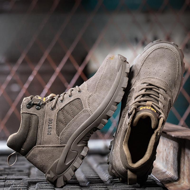 Labor Protection Shoes Men's Four Seasons Breathable Type Anti-Smashing and Anti-Penetration Steel Toe Cap Soft Bottom Safety Shoes