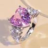 Fashion Trend Ins Pink Diamond Ring 2025 New Zircon Crushed Ice Cut Pink Heart-shaped Ring Elegant Ring Jewelry
