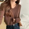 Premium soft waxy collar simple knitted primer sweater women's spring, autumn and winter casual lazy long-sleeved inner top