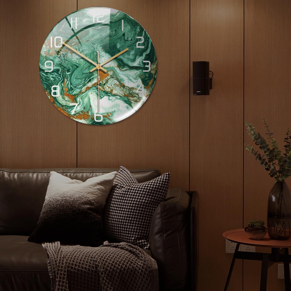 CC127-142 Роскошные круглые мраморные настенные часы, креативный акриловый 3D-дизайн для домашнего декора