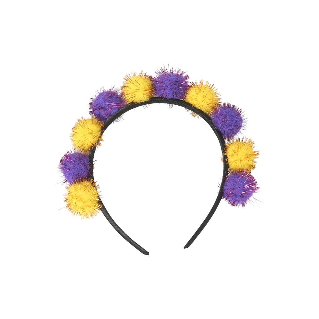 Holiday Decorative Headband With Pom-pom Hair Accessory And Glitter Pom-pom Headband