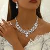 Комплект украшений из сияющего кристалла, изысканное ожерелье, серьги, комплект украшений в виде цепочки с когтями для женщин