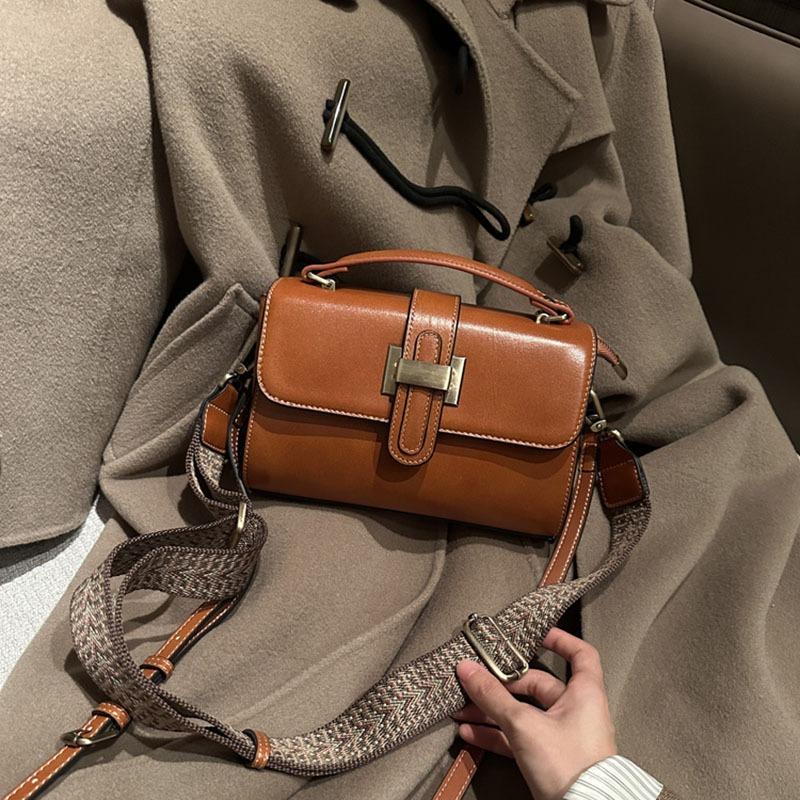 Genuine Leather Small Square Bag Women's Spring/Summer First Layer Cowhide Fashion All-match Messenger Bag Shoulder Crossbody Bag