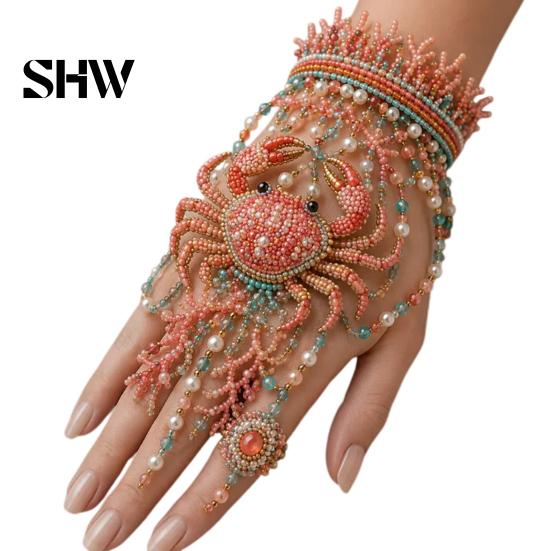 Hand Chain Bracelet Crafts DIY Beaded Kit, Bead Weaving Jewelry Making Set, Adjustable Accessories Kit for Adults Gifts Craft Lovers