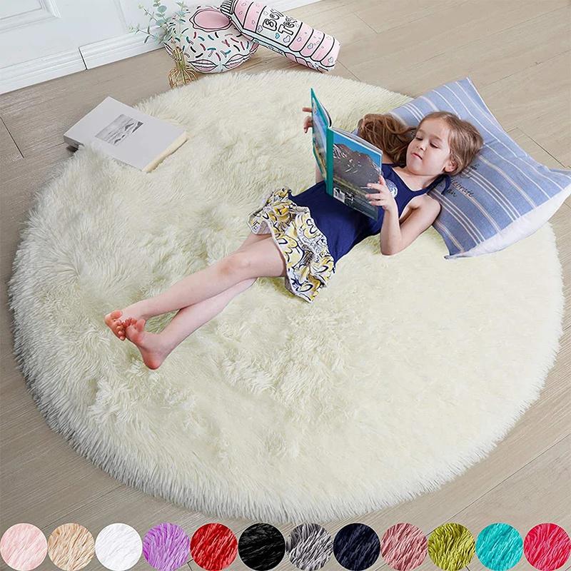 Plush Carpets Fluffy Ultra Soft Indoor Modern Area Rugs Living Room Play Mats Fluffy Round Rugs For Girls Bedroom