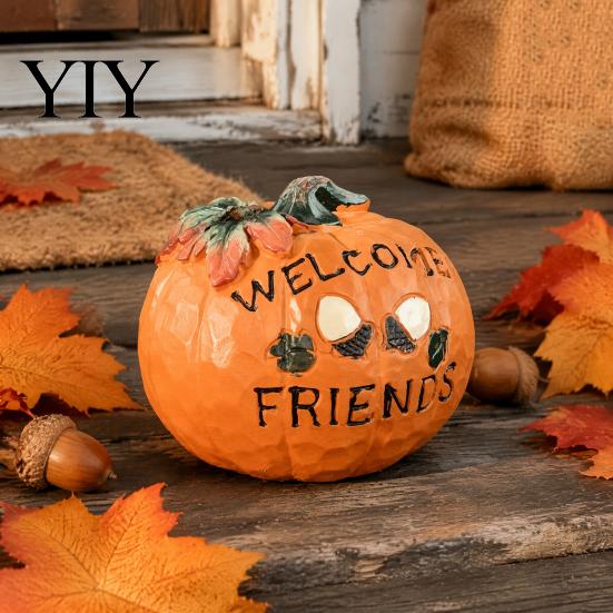 Compact Sand Table Landscaping Props Harvest Halloween Pumpkin Figurine, Resin Welcome Ornament, Autumn Thanksgiving Outdoor Waterproof Courtyard