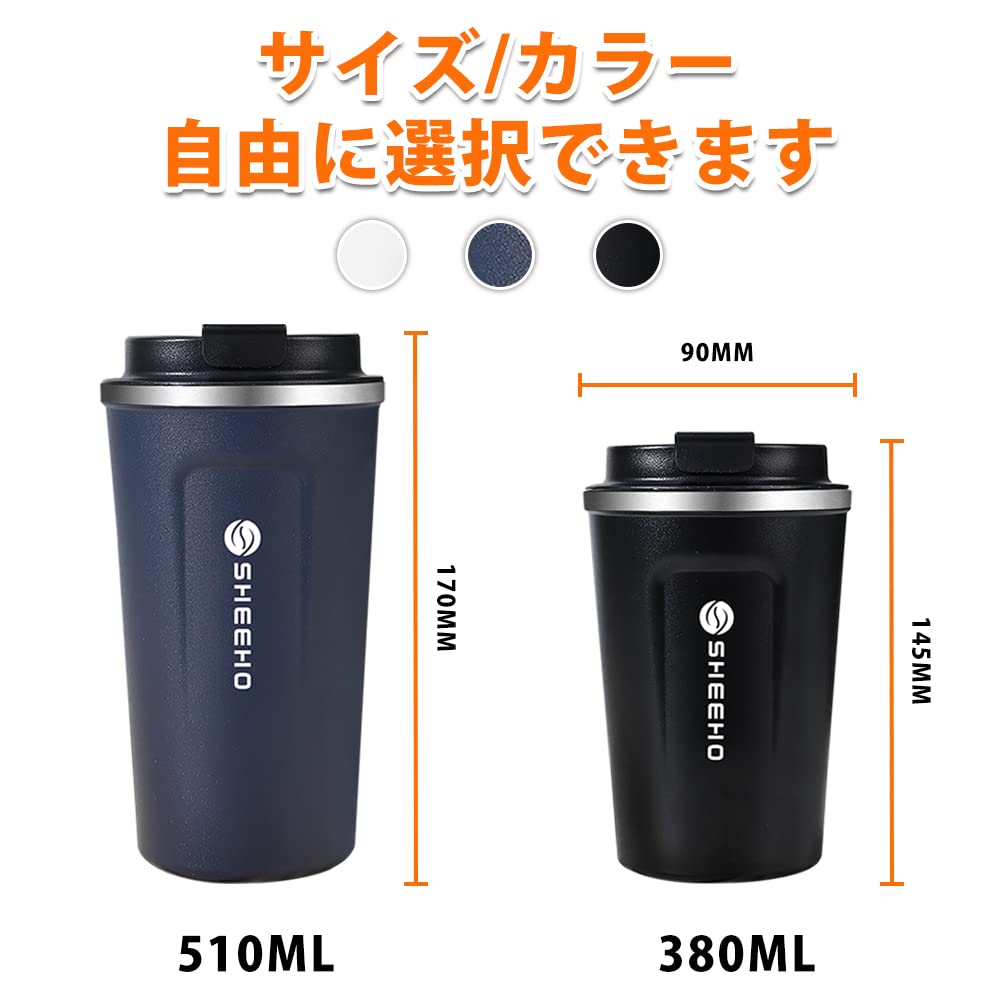 SHEEHO Vacuum Coffee Insulated Coffee Stainless Steel with Keeps Drinks Hot for 6 Flip Stylish Gift for Birthdays Tumbler, Mug, Mug, Lid, Hours,