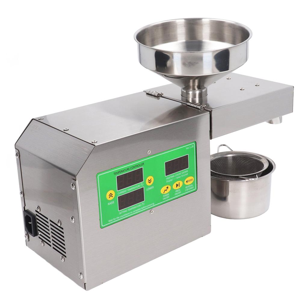 Stainless Steel Mini Oil Press Machine Automatic Nut Seeds Oil Press Extractor Cold Hot Press US
