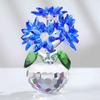 K9 Crystal Blue Lotus Ornament for Birthday Day Gift for Wedding Auspicious Feng Indoor Glass Home Decor Five-Flower Women, Gift, Valentine's