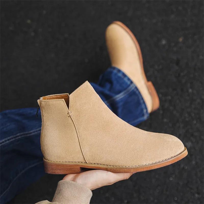 Итальянские мужские ботинки челси из натуральной кожи 2024 года, классические модные туфли челси с высоким берцем, брендовые удобные ботильоны для отдыха на природе