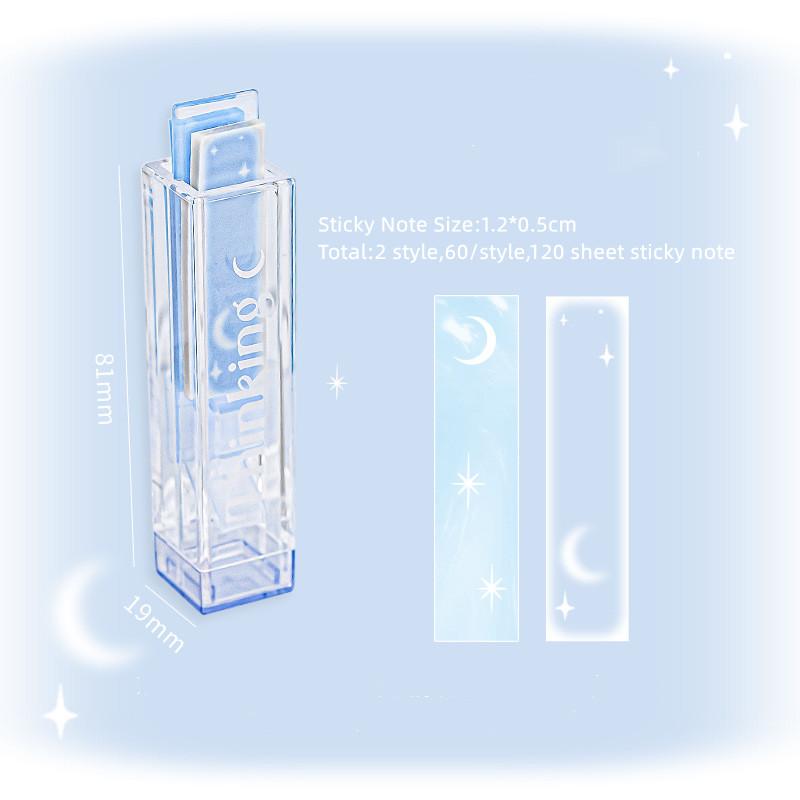 Блокнот на 120 листов, креативный градиентный цвет, липкая заметка с коробкой для хранения, мини-блокнот с милой бабочкой и луной для студентов