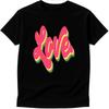 Love T Shirt Retro Script Text Graphic Tee Vintage Casual Streetwear Top