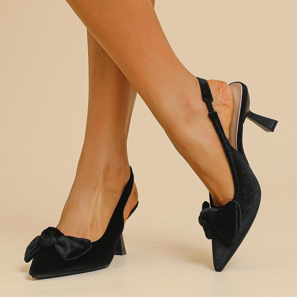 Женские босоножки большого размера на тонком каблуке с острым носком, летние повседневные босоножки на шпильке с бантом, однотонные туфли 36-42