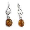 [N1997] - Amber 'Inspiration' Silver Earrings (rhodium-plated) - 35x10 Mm