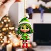 Girl Car Decor Acrylic Keychain With Christmas Hat For Auto Interior Enhancement