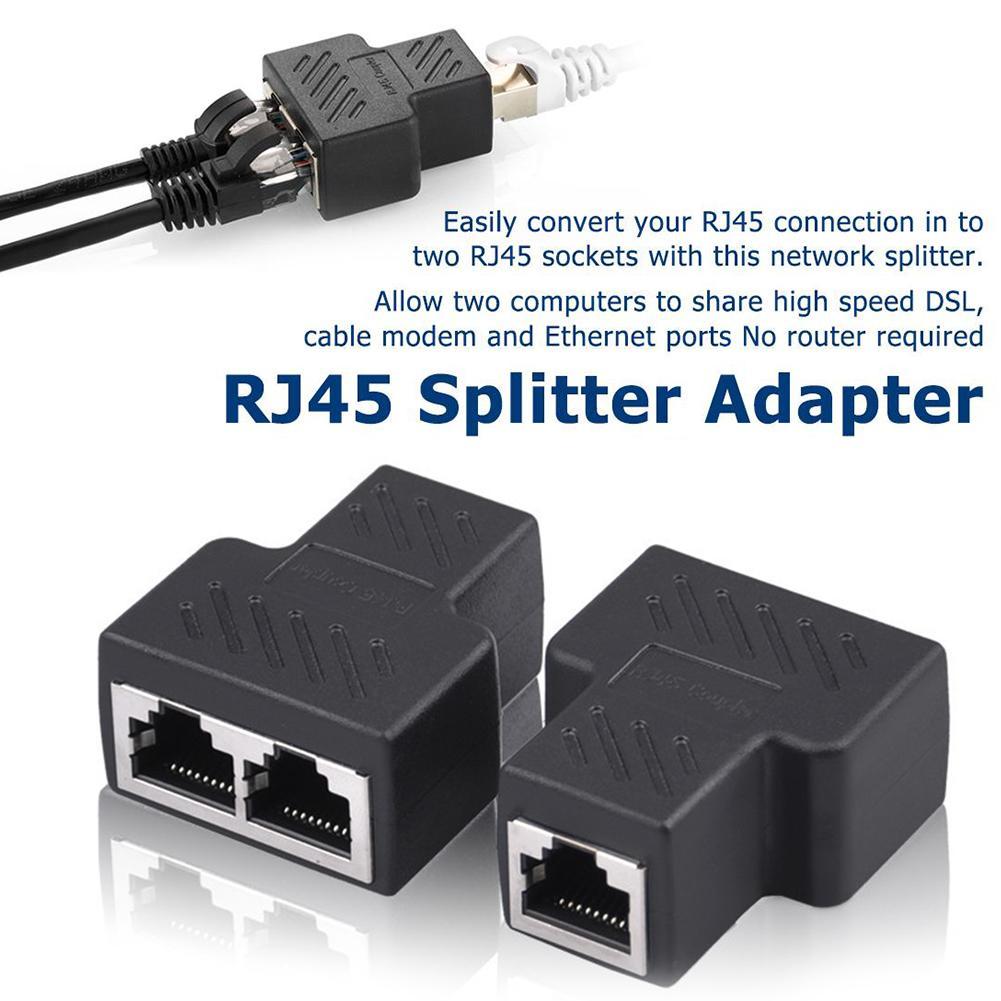 1 To 2 adapter For Ethernet Cable Splitter Rj45 8P8C PC Version Simultaneous Internet Access IPTV Broadband Three Way Connect