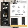 Corner Cabinet Bathroom with Two Compartments Adjustable Shelf Open Shelves Tall Triangular Shape Freestanding Storage