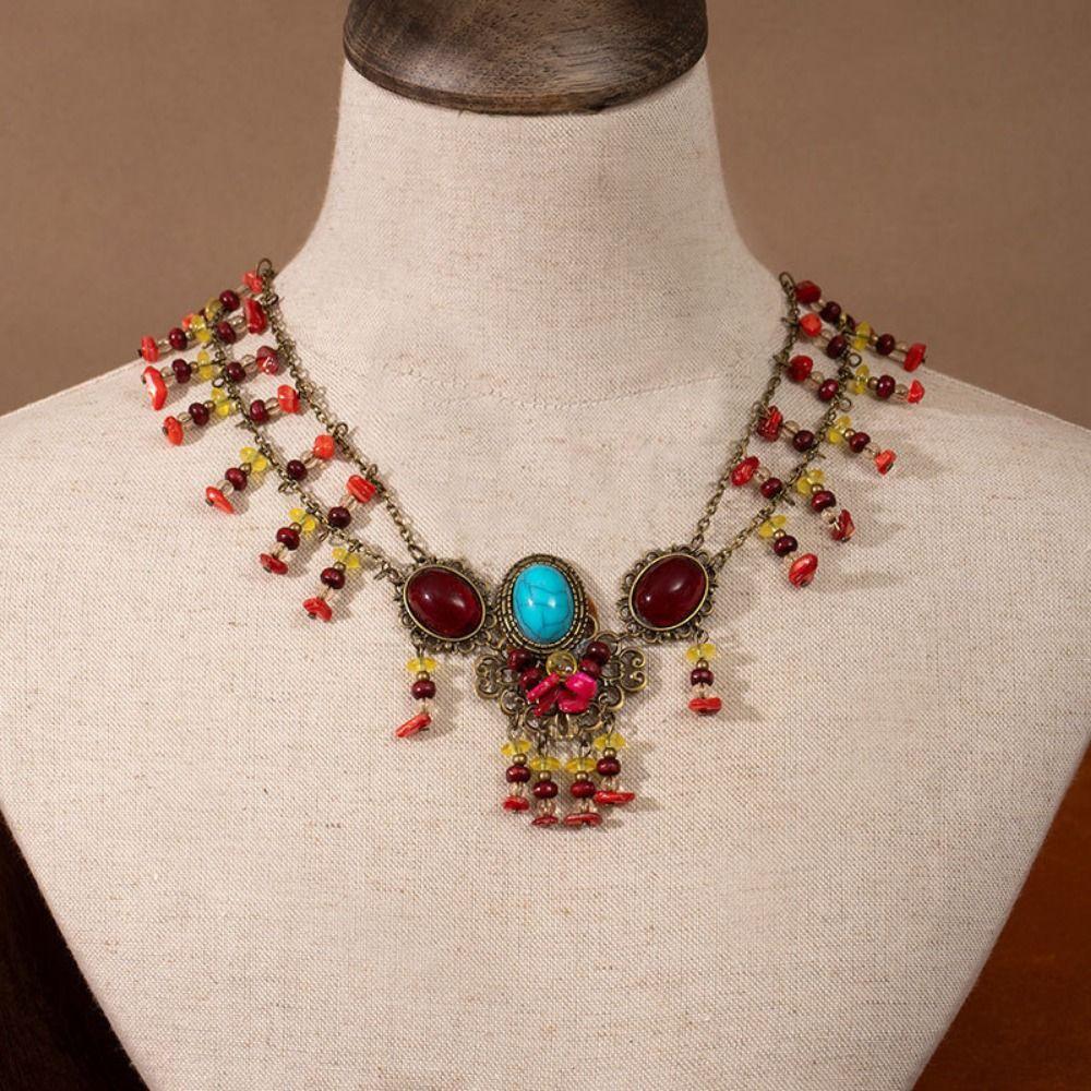 Богемные стили Фестивальная цепочка на лоб Разноцветные бусины Бусины Кисточки Повязки на голову Бохо украшения