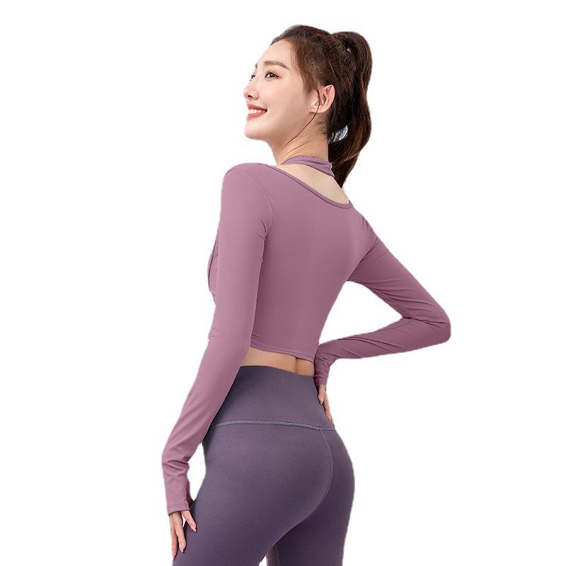 Женские бесшовные топы для йоги с длинными рукавами, рубашки для фитнеса, однотонные футболки, рубашки для спортзала, быстросохнущие спортивные топы