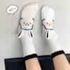 Трехмерные Ушки Коралловые Флисовые Носки Женские Милый Кролик Уютный Дом Носки для Сна Зимние Утепленные Средней Длины Носки для Девочек