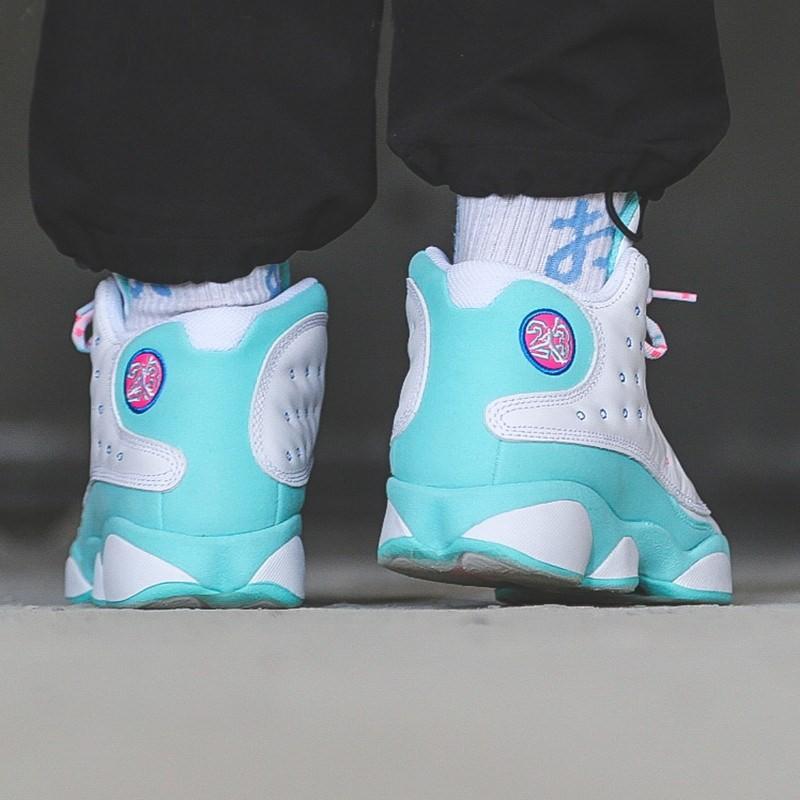 Jordan 13 Ретро Белый Парящий Зеленый Розовый GS 439358-100