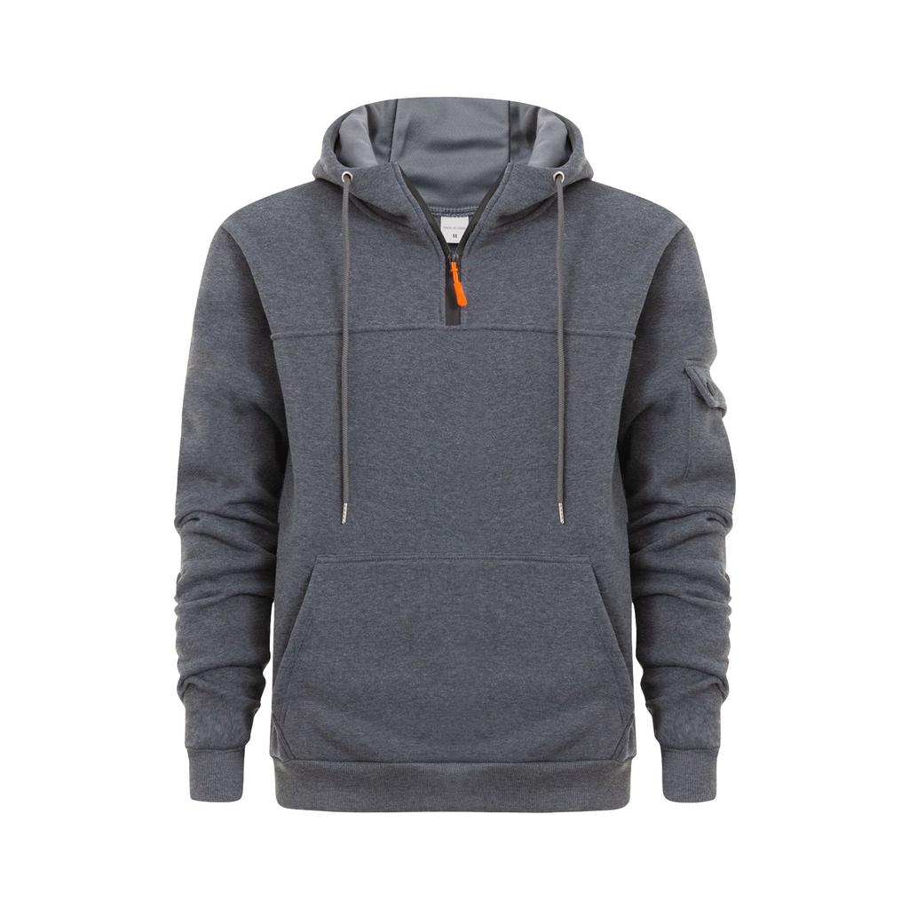 Men's Sweatshirt Hoodie Zipper Arm Pocket Cardigan Men's Sports Large Size Casual Hoodie