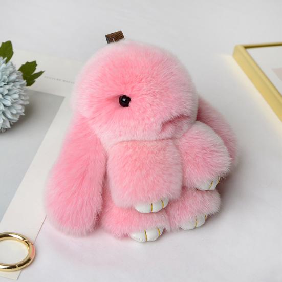 Матовый плюшевый брелок-кролик 15 см Мягкий подвеска из искусственного кроличьего меха для сумок ключей Милый стоящий мягкий зверь Очаровательный подарок на день рождения для девочек Кролик