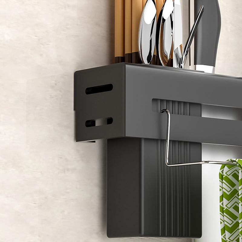 Настенный держатель для ножей из нержавеющей стали, кухонная полка для хранения без гвоздей, столовые приборы с крючком, органайзер для кухонного шкафа