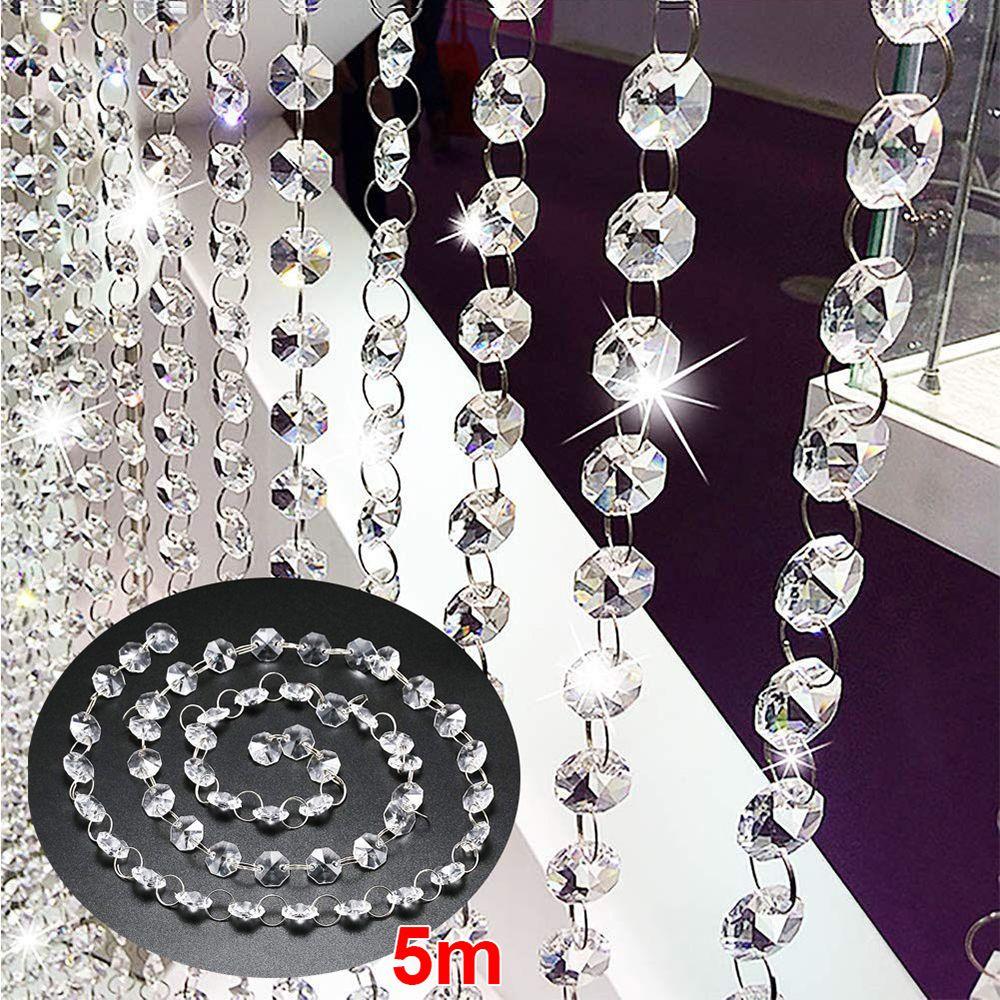 5M Octagonal DIY Crystal Bead Garland Curtain Pendant Wedding Decoration