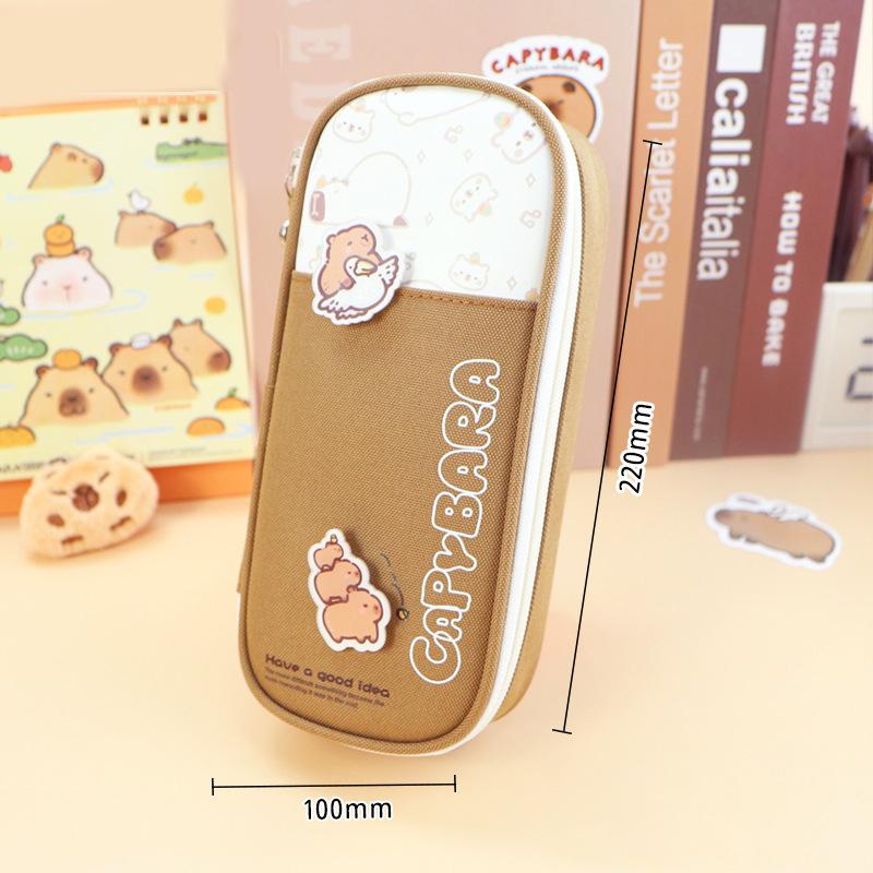 Мультяшный большой емкости Capybara пенал пенал многоэтажный креативный студенческий органайзер канцелярские принадлежности школьные принадлежности