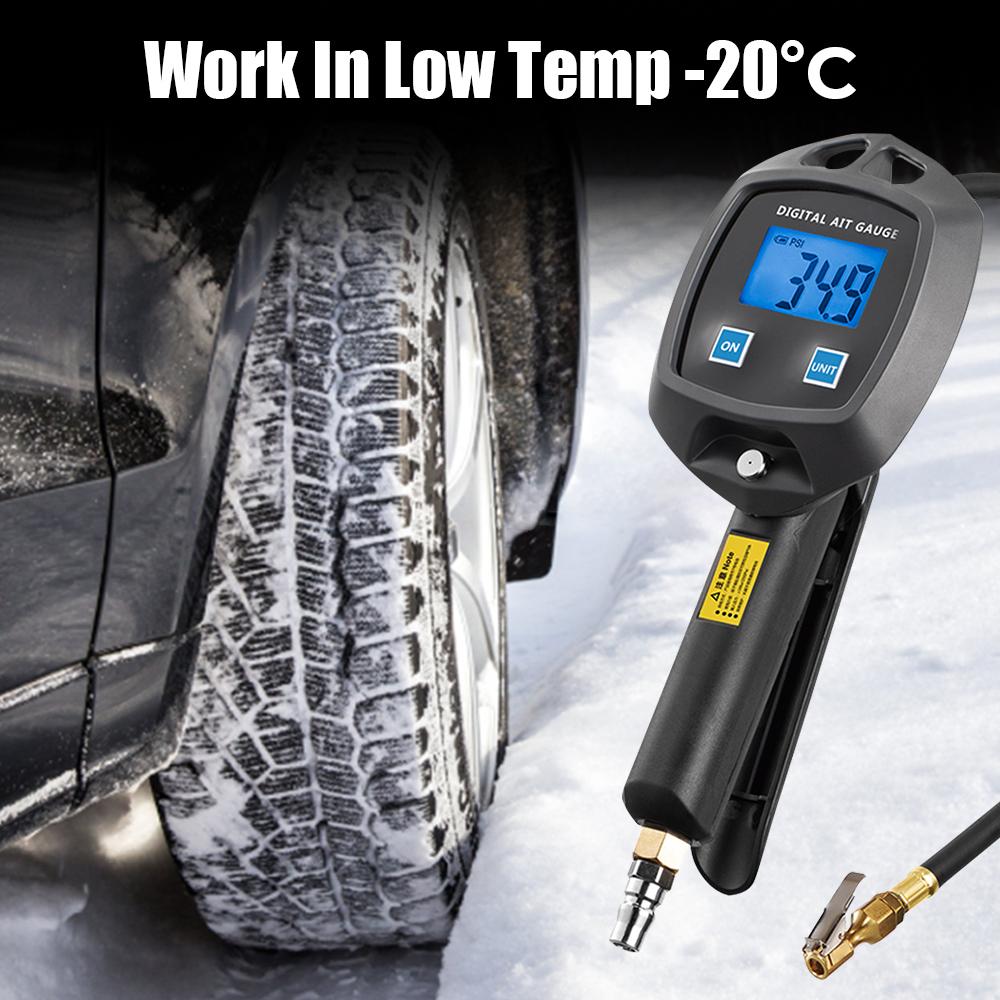 For Car Truck Vehicle High-precision Monitoring Inflation Gun Car Tire Manometro Tire Pressure Gauge Psi Bar Kpa Kg/cm2 Meter Digital Display