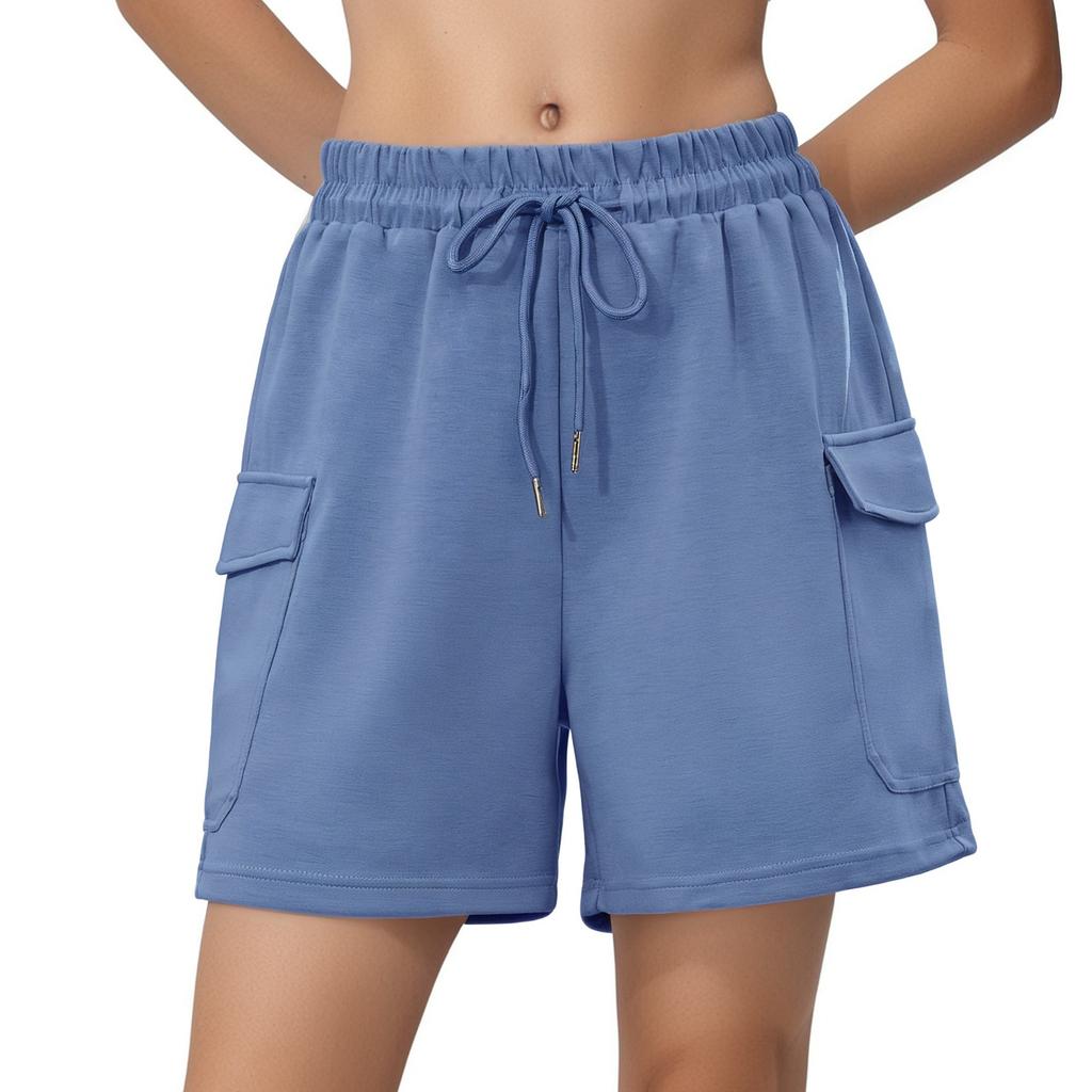 Женские шорты повседневные летние удобные эластичные шорты для бега с высокой талией и завязками на шнурке с карманами