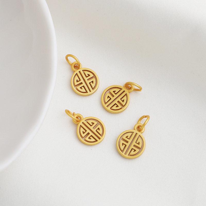 Позолоченный подвеска-жетон с иероглифом Фу цвета песочного золота - Полый ретро-дизайн, DIY ручная работа, Медовый горшочек, Амулет на удачу