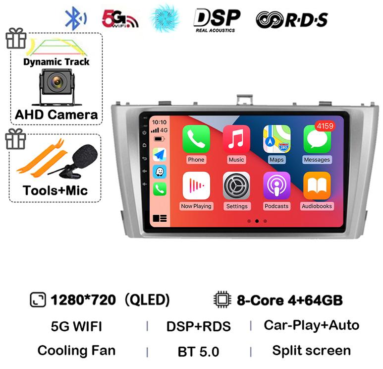 Android 14 Carplay Auto для Toyota Avensis 3 2008 2009 2010 2011 2012 2013- 2015 Автомобильный Радио Мультимедиа Стерео Плеер GPS 4G WIFI